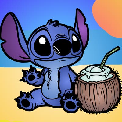 stitch with a coconut