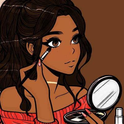 a realistic girl doing her makeup