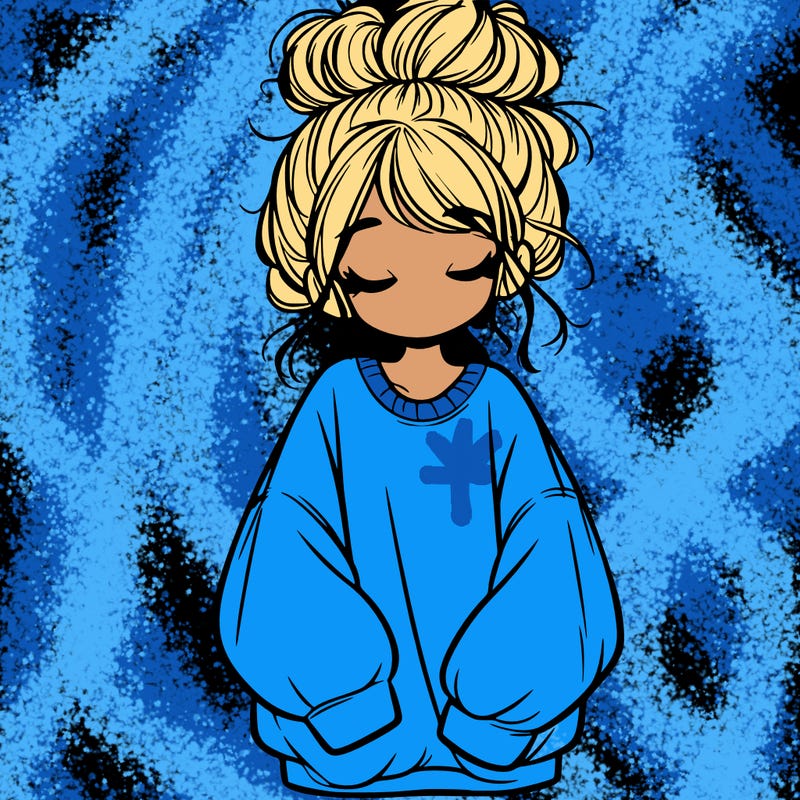 girl with baggy sweatshirt and messy bun