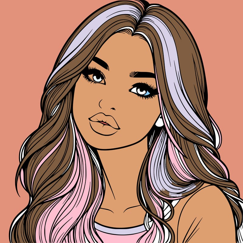 realistic girl with hair on her hair and lips