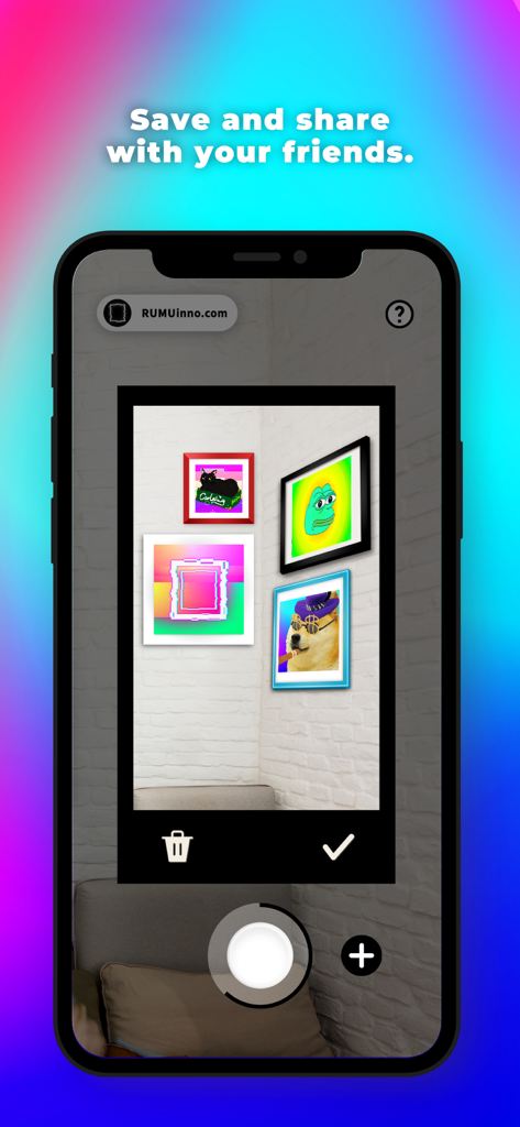 NFT-ARt - 拡張現実を使用して壁に仮想NFTアートギャラリーを表示するスマートフォン