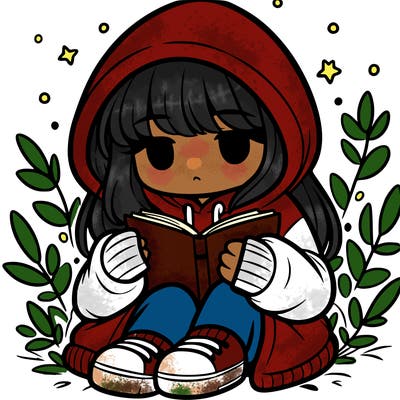 girl in oversized hoodie reading a book