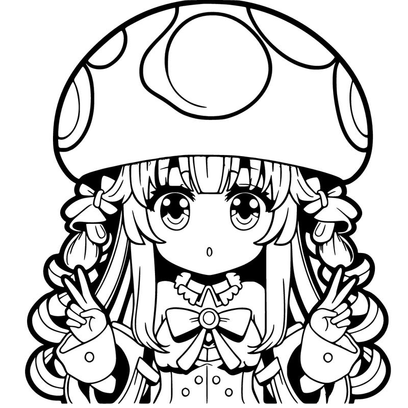 anime girl with mushroom hat