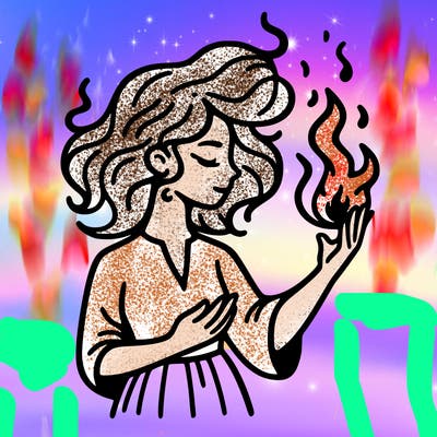 woman with fire