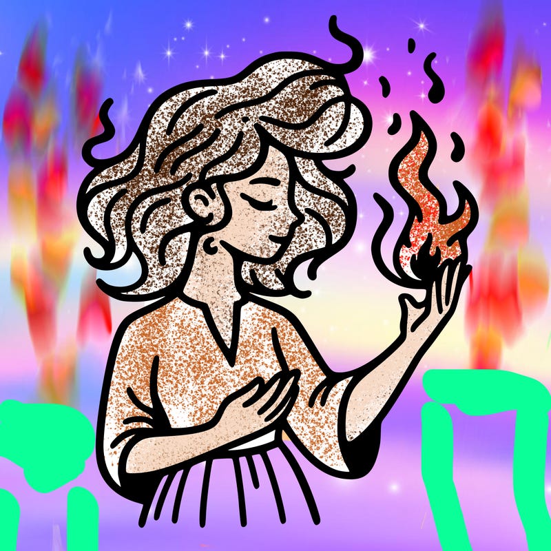 woman with fire