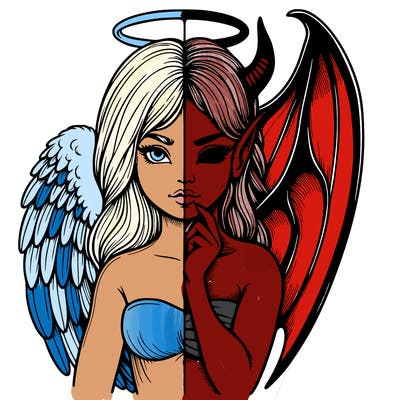 realistic angel half demon