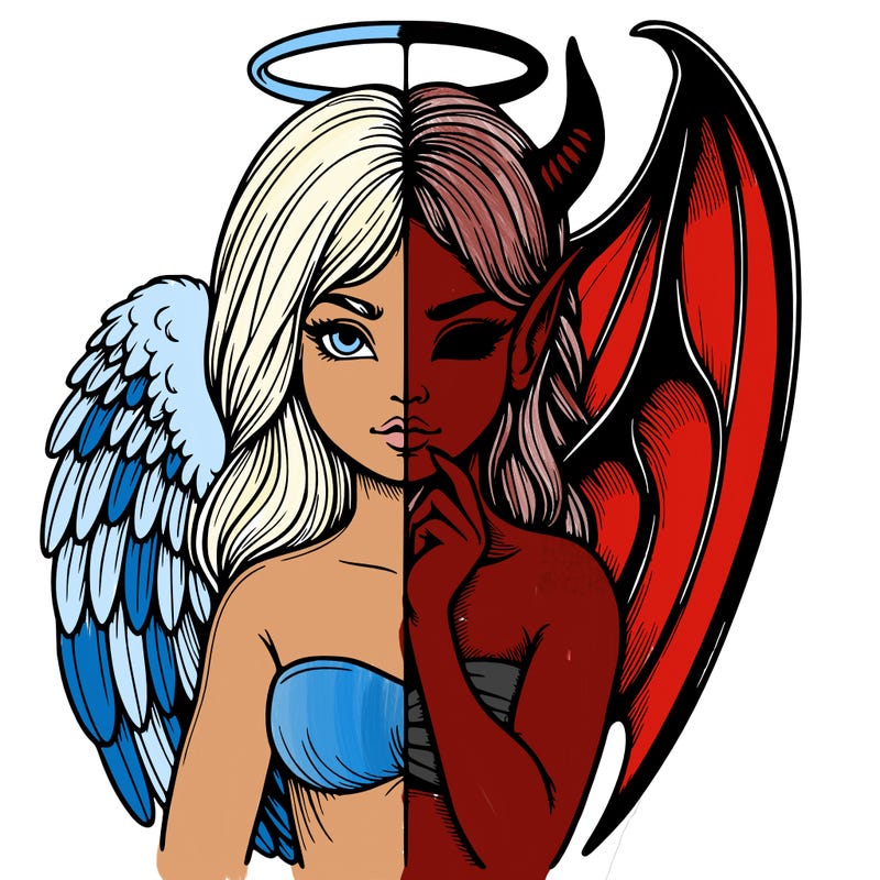 realistic angel half demon