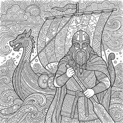 Dive into the intricate world of Norse legends with this stunning Zentangle Viking Seafarer coloring page. Experience mindful relaxation as you bring this detailed warrior and his longship to life with your favorite colors.