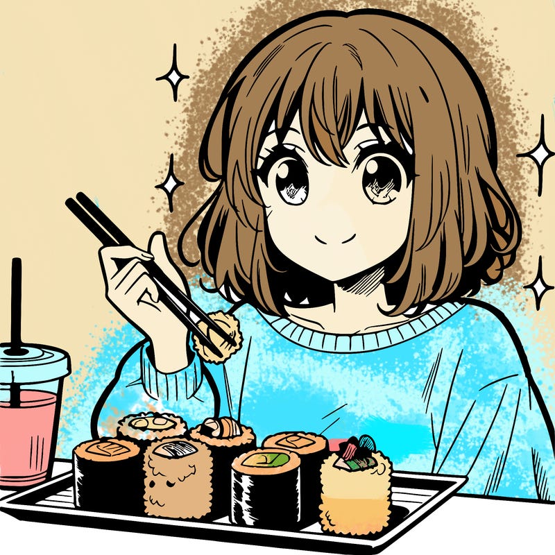 manga girl who loves sushi