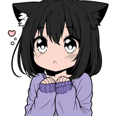 shy anime catgirl