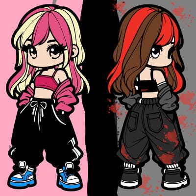 girl in crop top and baggy pants