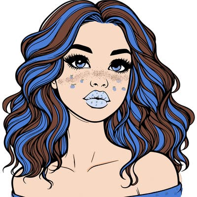 realistic girl with wavy hair and lips