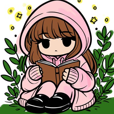 girl in oversized hoodie reading a book