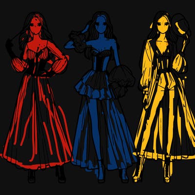 three women high fashion