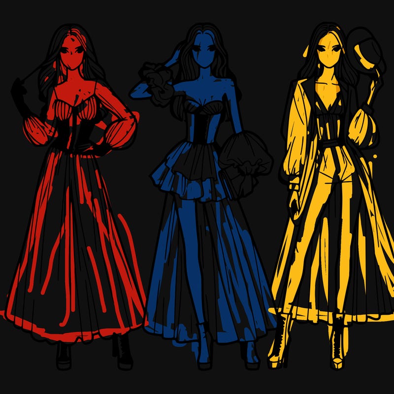 three women high fashion