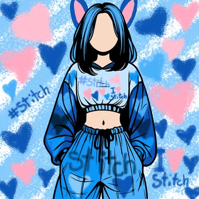 realistic girl faceless with baggy pants and a crop top