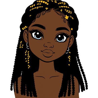 a realistic black girl with braids
