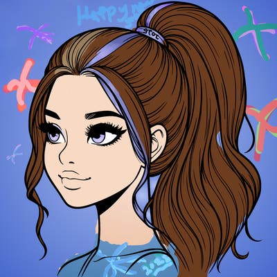 realistic girl with a high ponytail