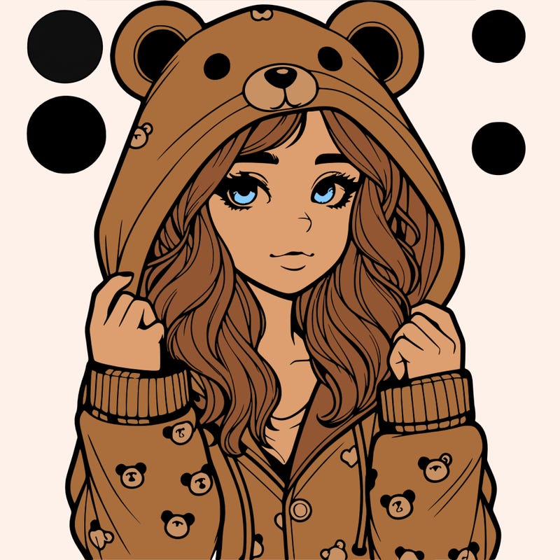 realistic girl in a animal pjs hoodie