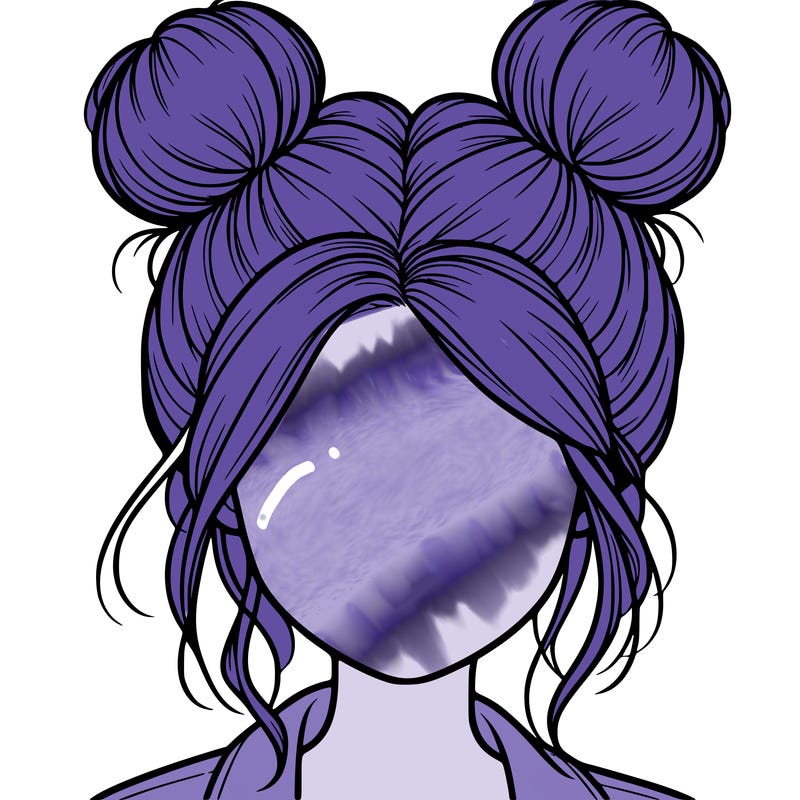 realistic girl with buns on the top of her hair