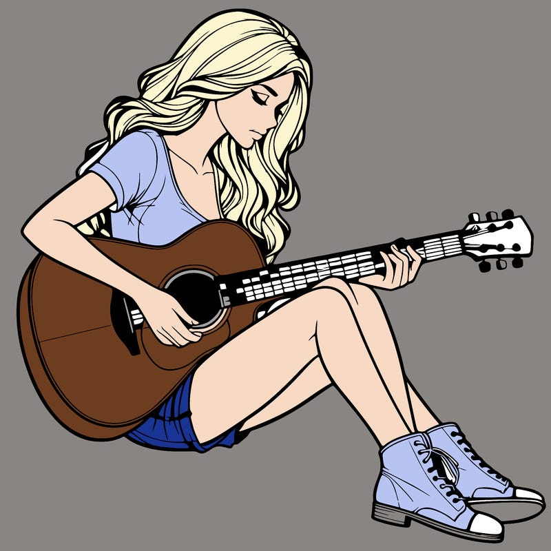 realistic woman play guitar