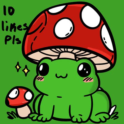 a cute frog with a mushroom hat
