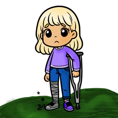 tween girlwith broken leg