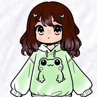 girl wearing frogging sweatshirt