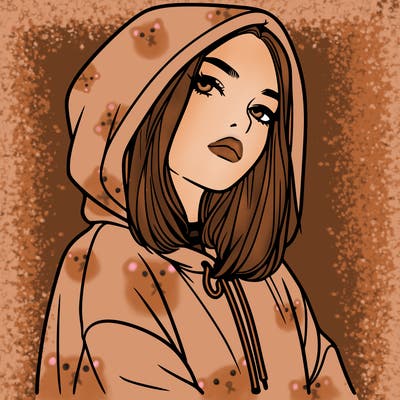 a realistic girl in a hoodie