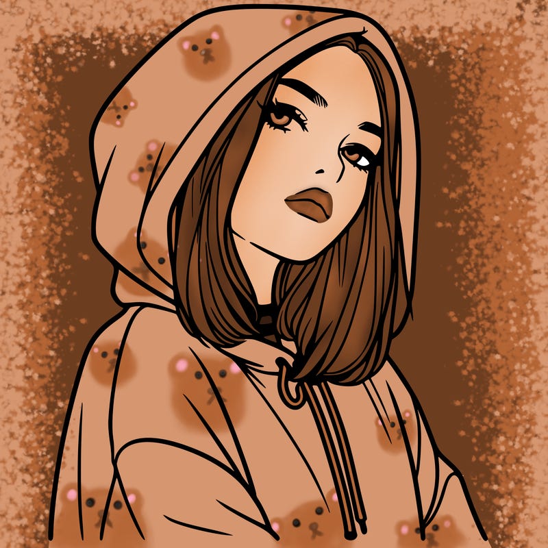 a realistic girl in a hoodie