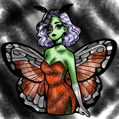woman with moth wings