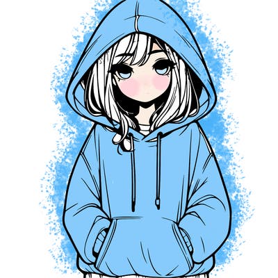 realistic girl with oversized hoodie