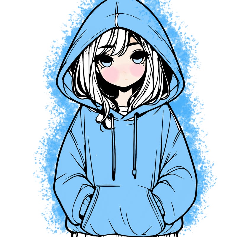 realistic girl with oversized hoodie