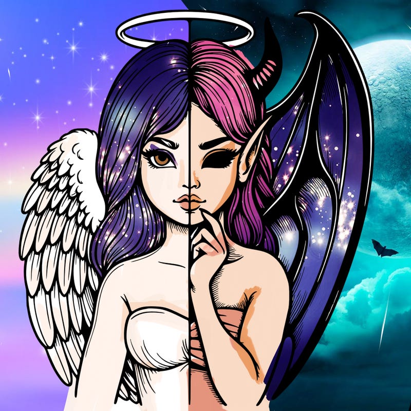 realistic angel half demon