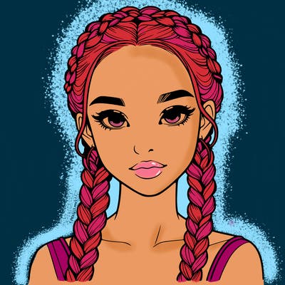 realistic girl with braids