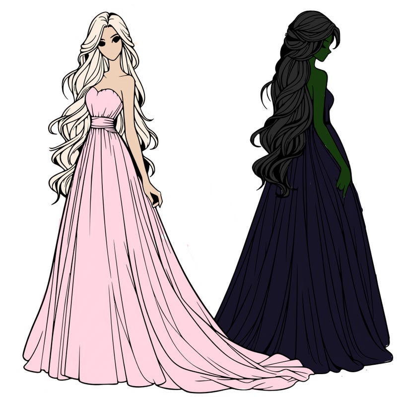 realistic woman with long flowing dress