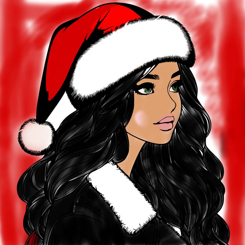 realistic girl in santa hat