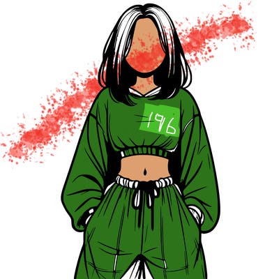 realistic girl faceless with baggy pants and a crop top