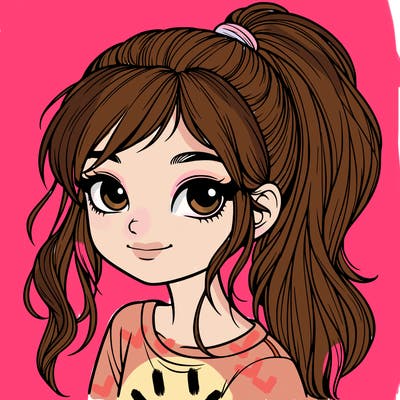 realistic girl with ponytail