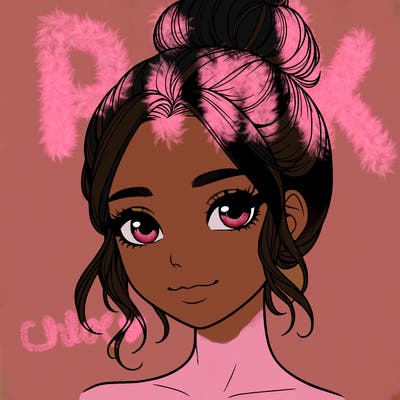 realistic pretty girl with hair in bun