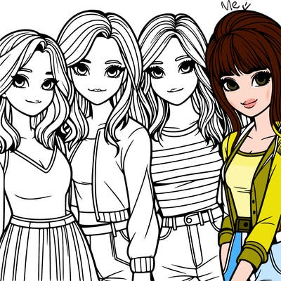 a group of girls realistic