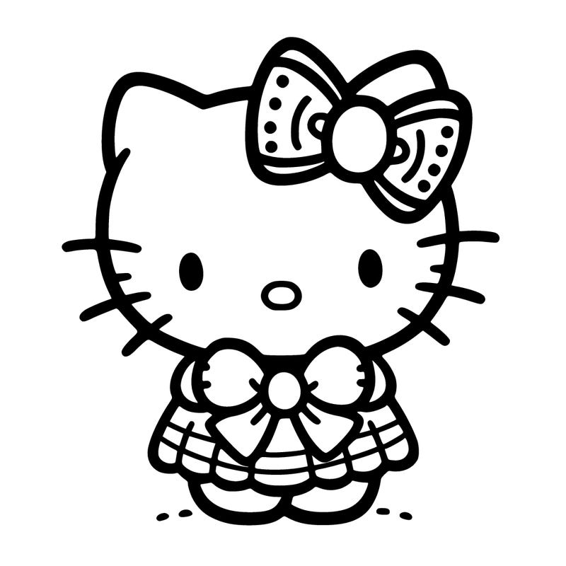 hello kitty holding a bow