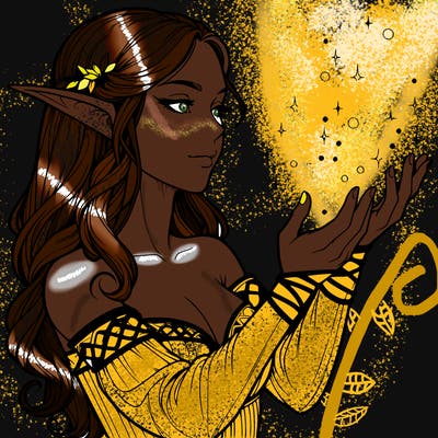 realistic elf girl doing magic