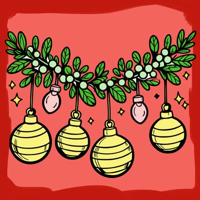 christmas garland with big bulbs