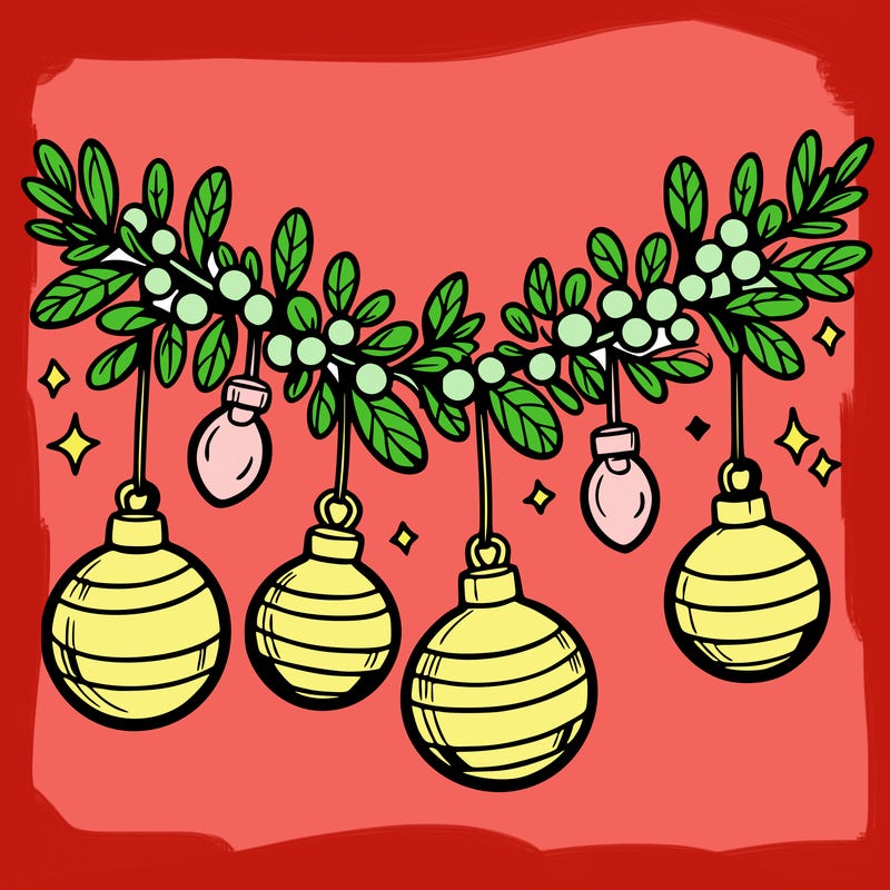 christmas garland with big bulbs