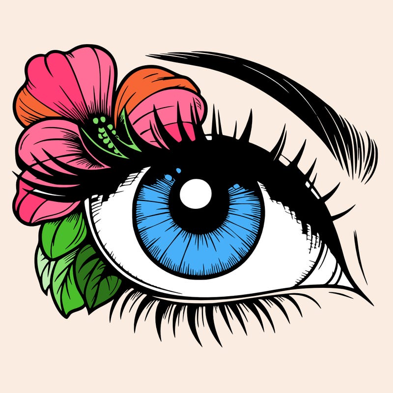 realistic eye with flower
