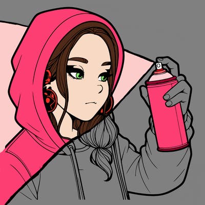 a realistic girl, spray painting