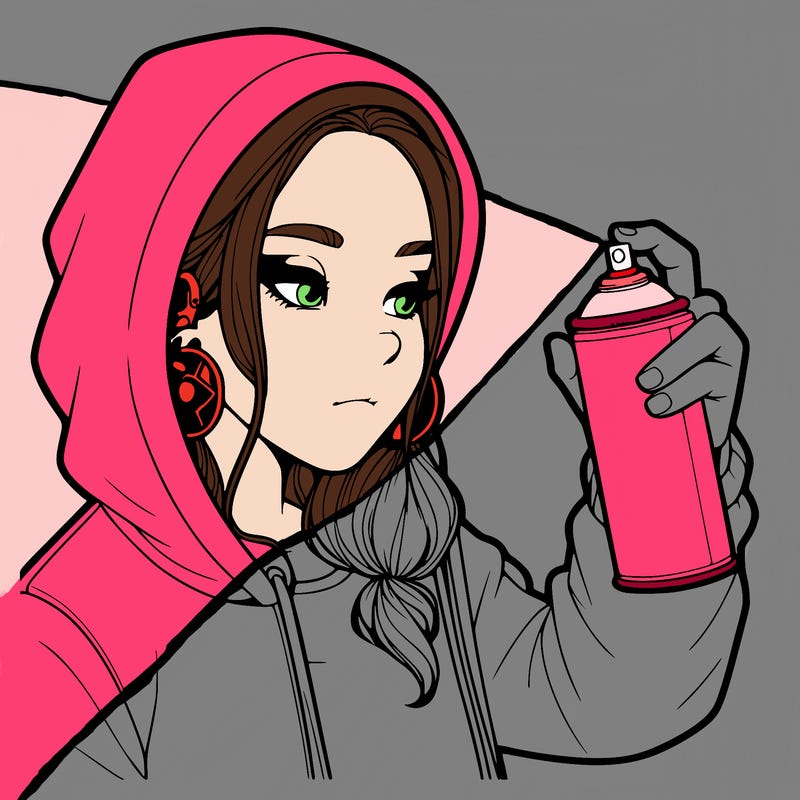 a realistic girl, spray painting