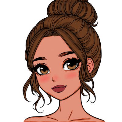 realistic pretty girl with hair in bun