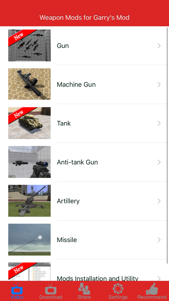 Weapon Mods for Garry’s Mod - Garrys Mod weapon mod categories including guns and tanks